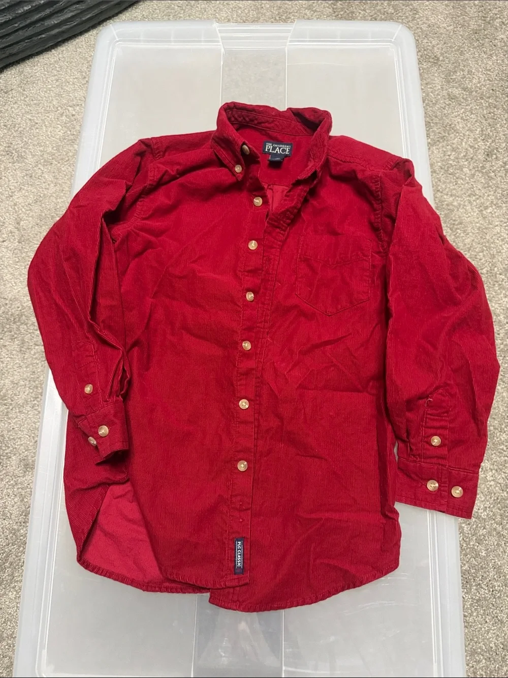 Kids size M 7/8 The Children's Place Red Corduroy Button-Down Shirt